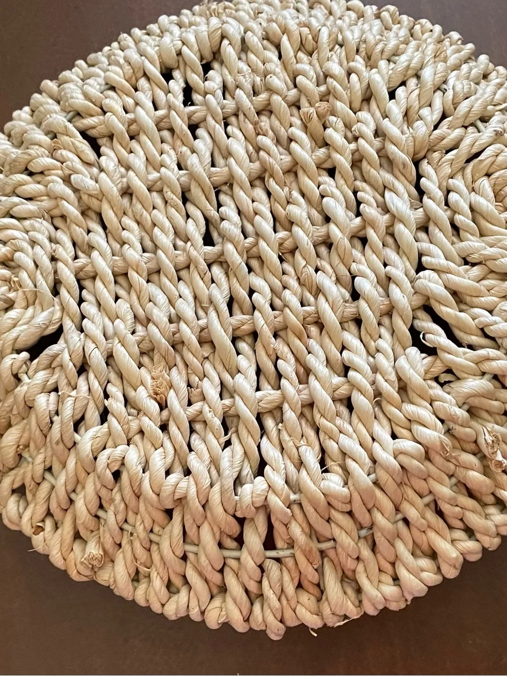 Large Hand-Woven Natural Fiber Over Wire Serving & Decor Basket Tray